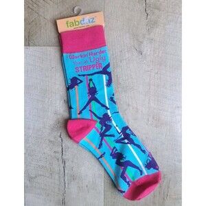 Fabdaz Working Harder Than An Ugly Stripper Funny Womens Novelty Crew Socks Pink